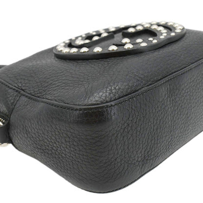 GUCCI Soho Disco Studded Leather Crossbody Bag Black 308364