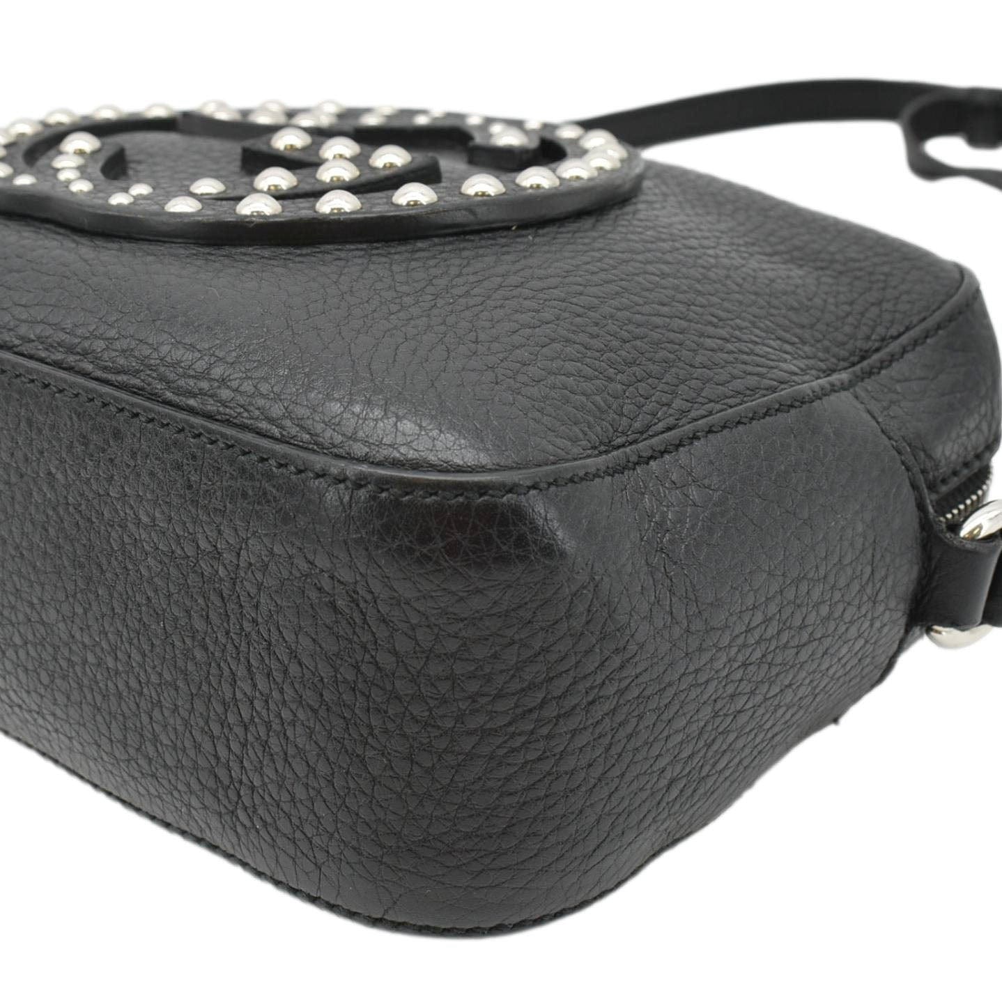 GUCCI Soho Disco Studded Leather Crossbody Bag Black 308364