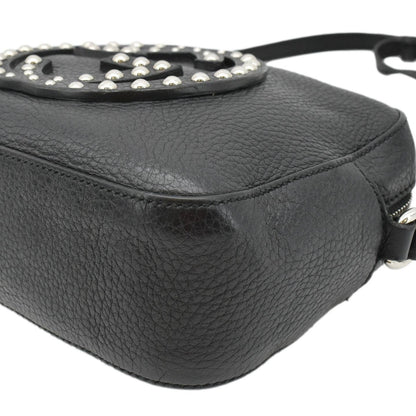GUCCI Soho Disco Studded Leather Crossbody Bag Black 308364