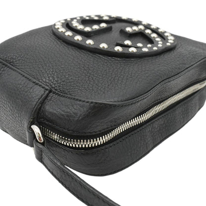GUCCI Soho Disco Studded Leather Crossbody Bag Black 308364