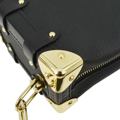 LOUIS VUITTON Side Trunk PM Grained Leather Tote Shoulder Bag Black
