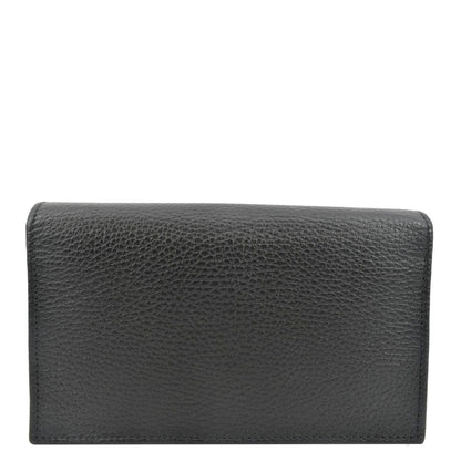 GUCCI GG Interlocking Pebbled Leather Crossbody Bag Black 615523
