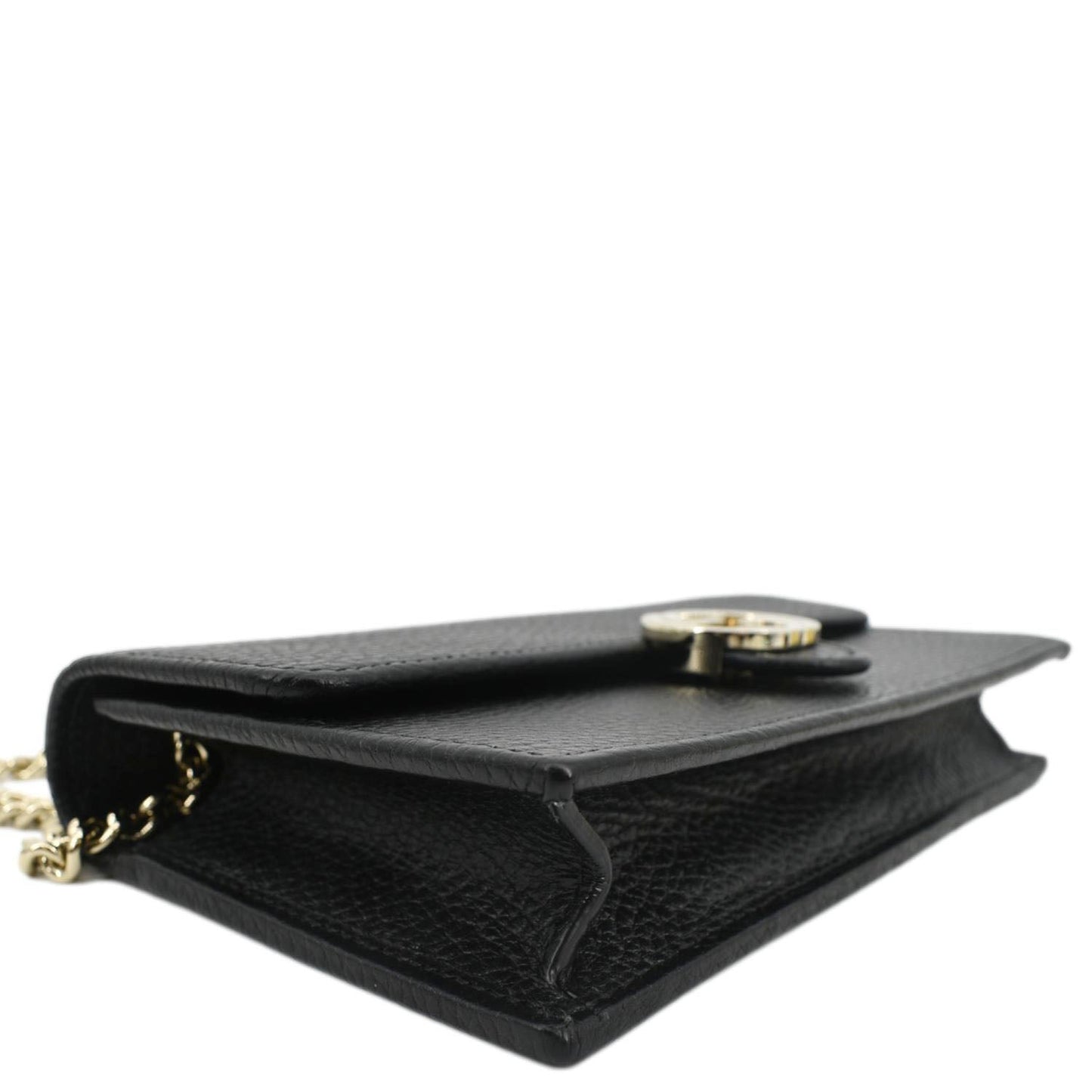 GUCCI GG Interlocking Pebbled Leather Crossbody Bag Black 615523