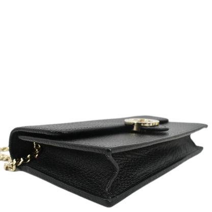 GUCCI GG Interlocking Pebbled Leather Crossbody Bag Black 615523