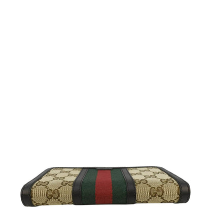 GUCCI Web Rania GG Canvas Zip Around Wallet Beige 353651