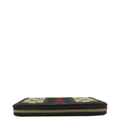 GUCCI Web Rania GG Canvas Zip Around Wallet Beige 353651