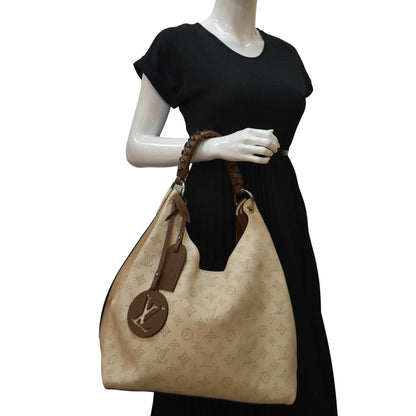 LOUIS VUITTON Carmel Mahina Leather Hobo Bag Creme