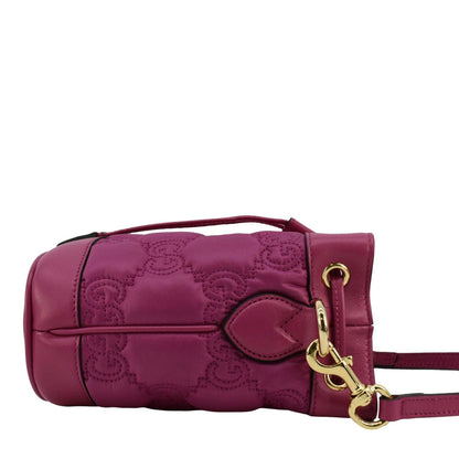 GUCCI GG Matelasse Nylon Bucket Crossbody Bag Pink 728231
