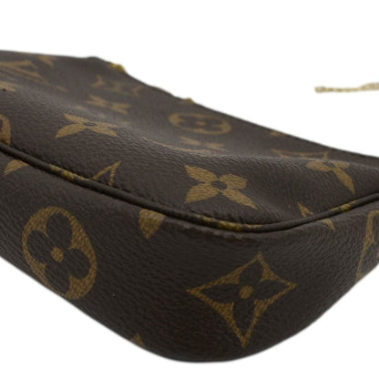 LOUIS VUITTON  Mini Pochette Monogram Canvas Accessoires Pouch Brown
