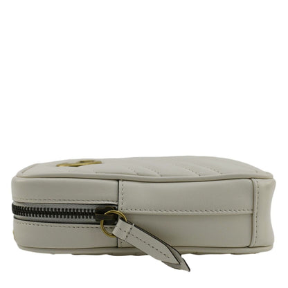GUCCI GG Marmont Mini Matelasse Leather Shoulder Bag White 699759