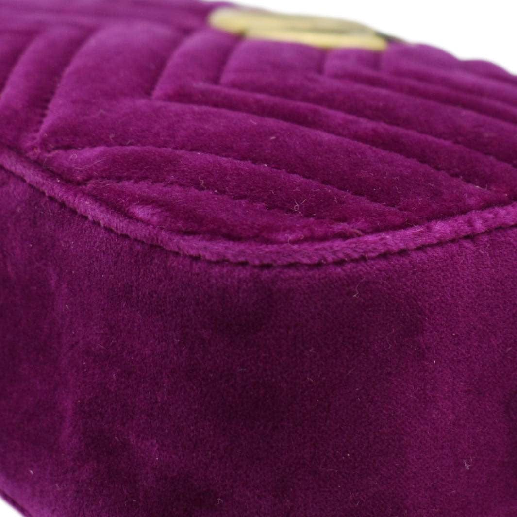GUCCI GG Marmont Small Matelasse Velvet Chain Shoulder Bag Purple 447632