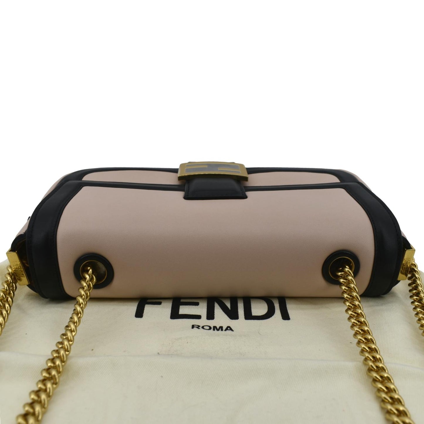 FENDI Baguette Medium Leather Chain Shoulder Bicolor Bag Pink