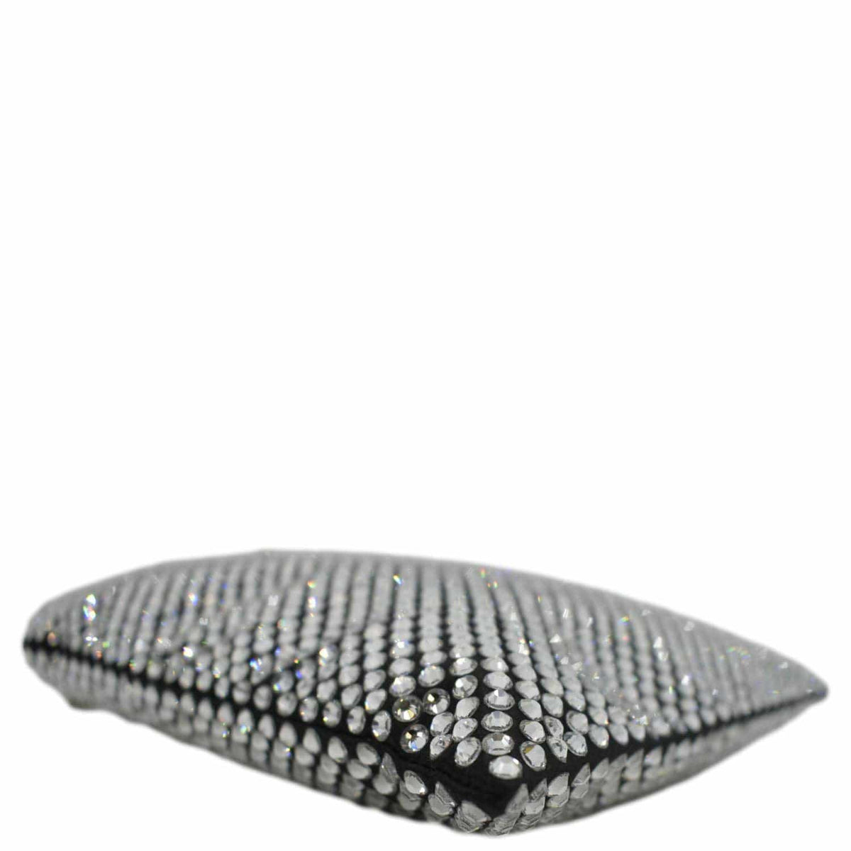 PRADA Chain Flat Mini Crystal Embellished Satin Tote Bag Silver