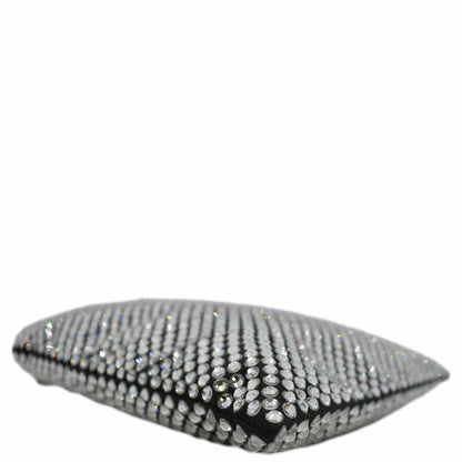 PRADA Chain Flat Mini Crystal Embellished Satin Tote Bag Silver