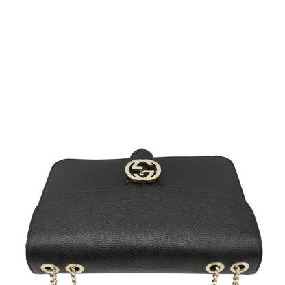 GUCCI Interlocking GG Leather Crossbody Bag Black 510303