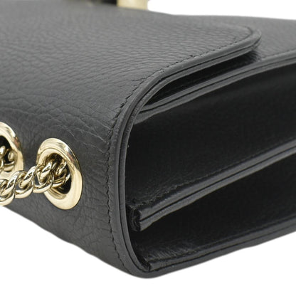 GUCCI Interlocking GG Leather Crossbody Bag Black 510303