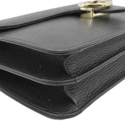 GUCCI Interlocking GG Leather Crossbody Bag Black 510303