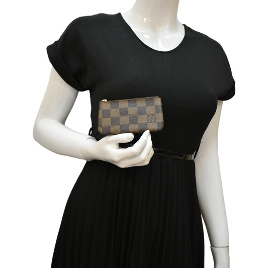 LOUIS VUITTON Pochette Key Cles Damier Ebene Coin Case Brown
