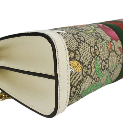 GUCCI Ophidia Web Small GG Floral Canvas Chain Shoulder Bag Beige