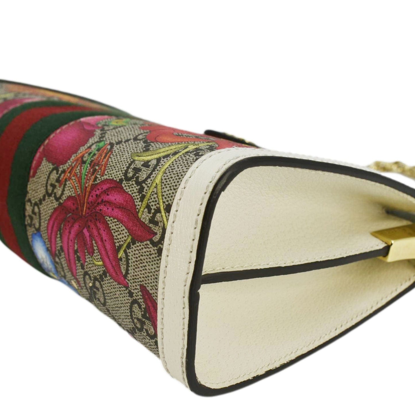 GUCCI Ophidia Web Small GG Floral Canvas Chain Shoulder Bag Beige