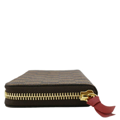 LOUIS VUITTON Clemence Damier Ebene Zippy Wallet Brown