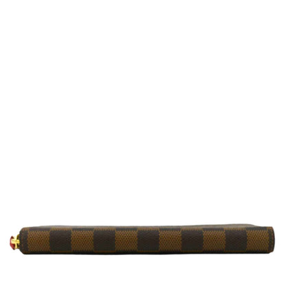 LOUIS VUITTON Clemence Damier Ebene Zippy Wallet Brown