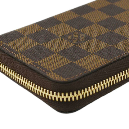 LOUIS VUITTON Clemence Damier Ebene Zippy Wallet Brown