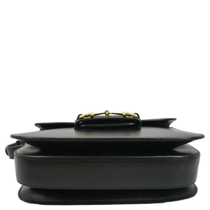 GUCCI Horsebit 1955 Small Leather Shoulder Bag Black 602204