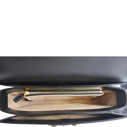 GUCCI Horsebit 1955 Small Leather Shoulder Bag Black 602204