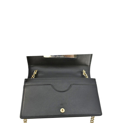 GUCCI GG Matelasse Leather Chain Wallet Shoulder Bag Black 723787