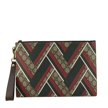 GUCCI Zipped Medium GG Printed Canvas Pouch Beige 429225