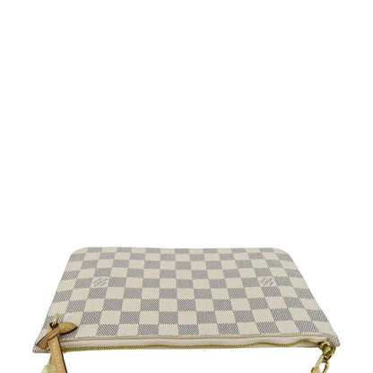 LOUIS VUITTON Wristlet Pochette Damier Azur Pouch White