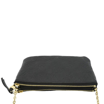 LOUIS VUITTON Double Zip Pochette Monogram Empreinte Crossbody Bag Black