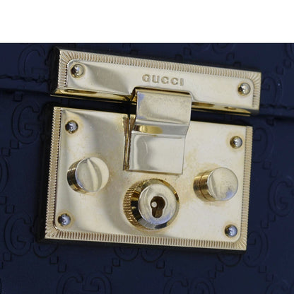 GUCCI Padlock Medium GG Leathrer Chain Shoulder Bag Black 409486