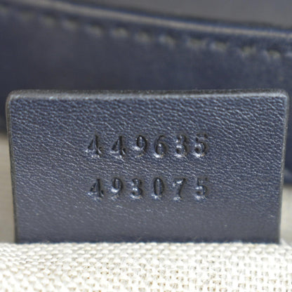 GUCCI Emily Medium GG Leather Chain Shoulder Bag Navy Blue 449635