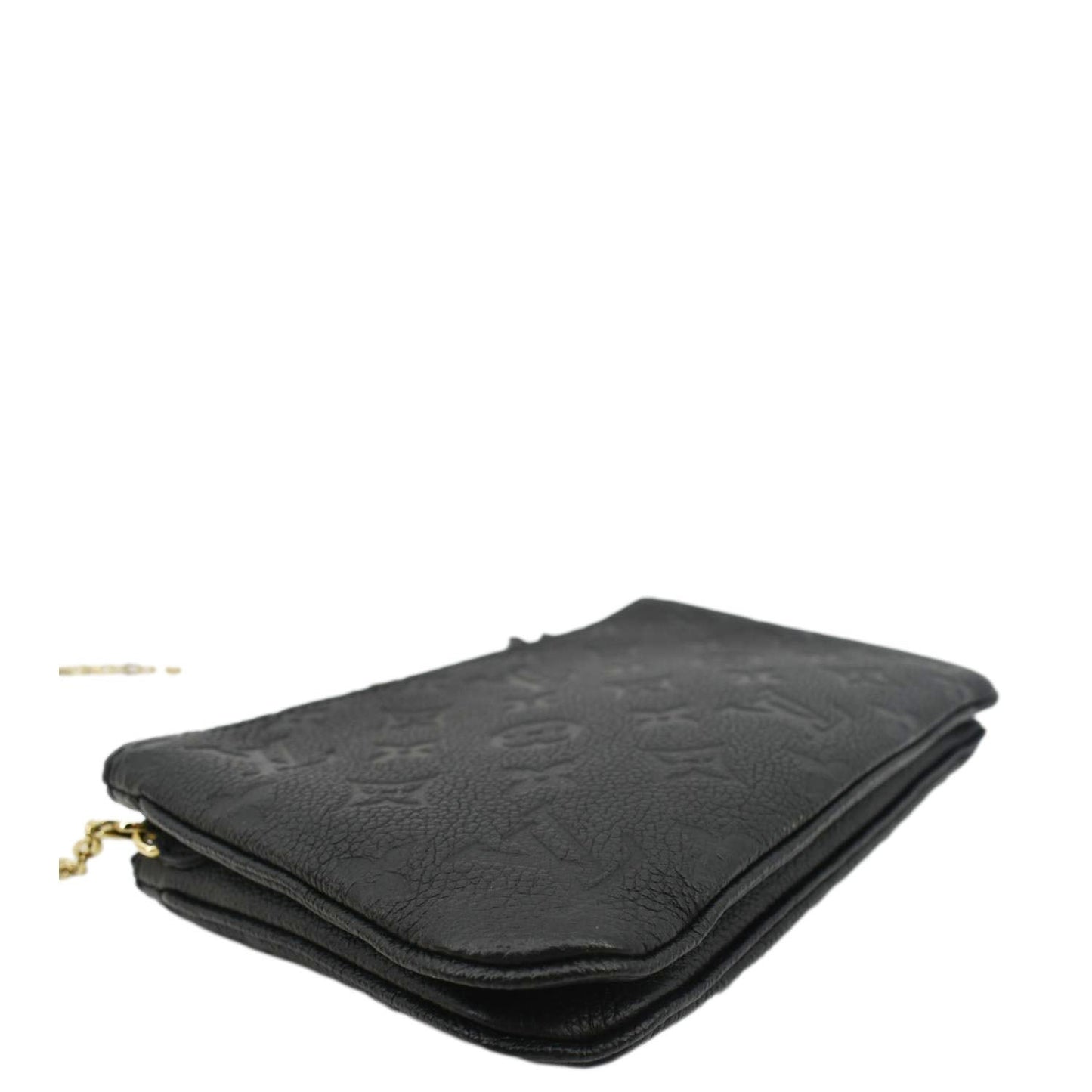 LOUIS VUITTON Double Zip Pochette Monogram Empreinte Crossbody Bag Black