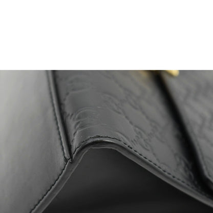 GUCCI Padlock Medium GG Leathrer Chain Shoulder Bag Black 409486