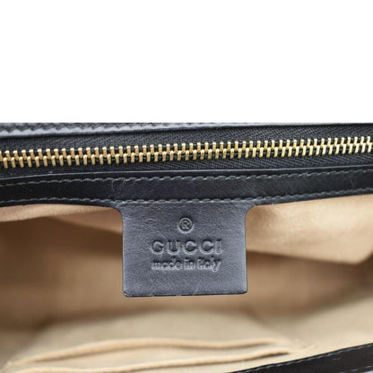 GUCCI Padlock Medium GG Leathrer Chain Shoulder Bag Black 409486