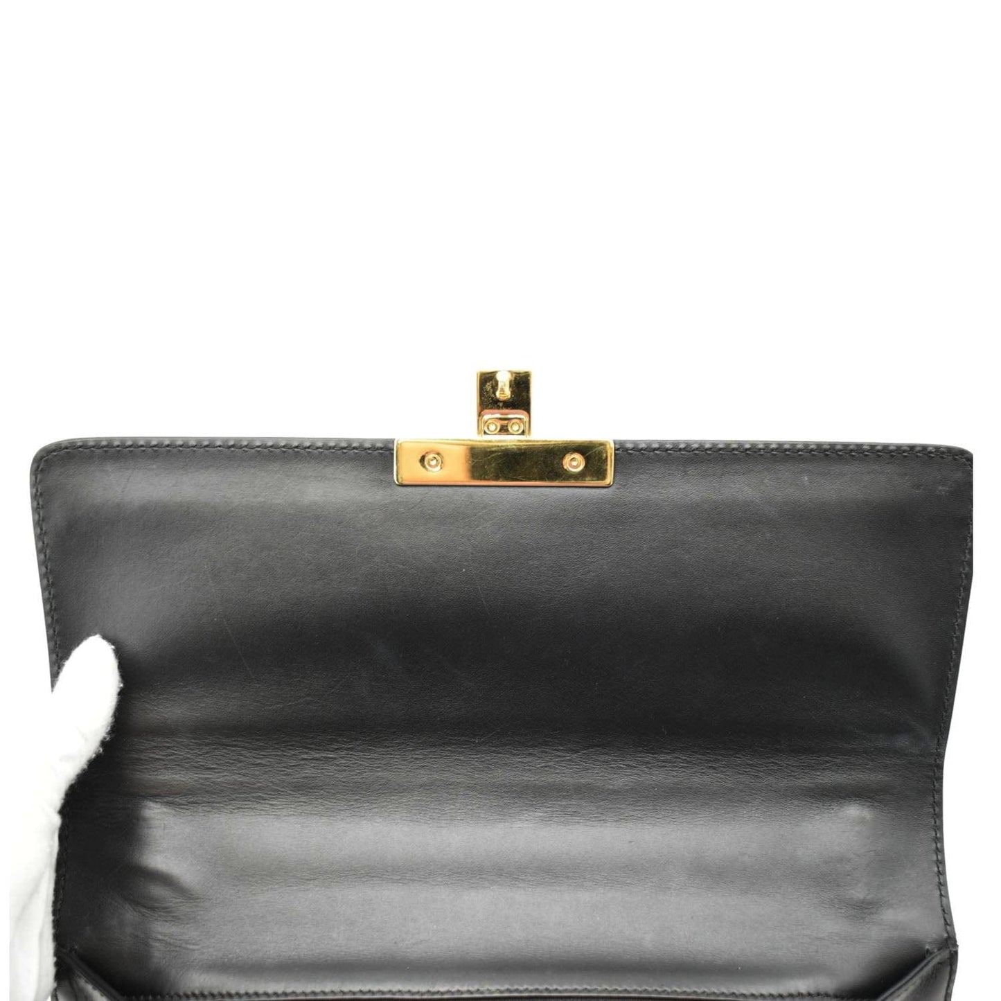 GUCCI Padlock Medium GG Leathrer Chain Shoulder Bag Black 409486