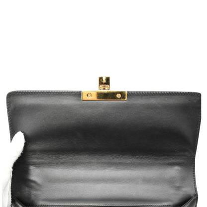 GUCCI Padlock Medium GG Leathrer Chain Shoulder Bag Black 409486