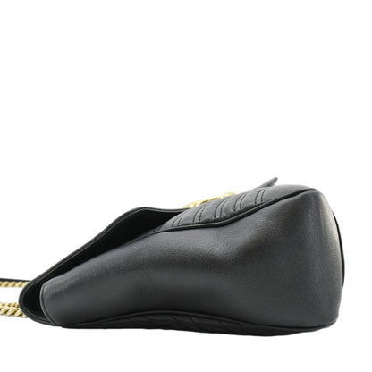 GUCCI GG Marmont Large Matelasse Leather Shoulder Bag Black 498090