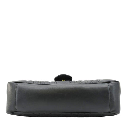 GUCCI GG Marmont Large Matelasse Leather Shoulder Bag Black 498090