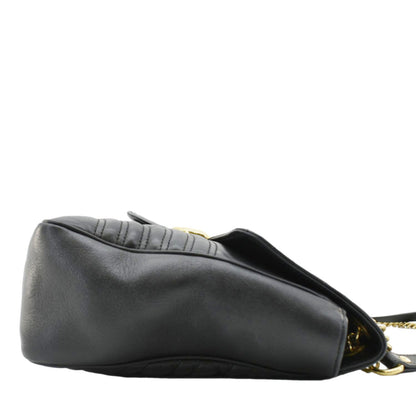 GUCCI GG Marmont Large Matelasse Leather Shoulder Bag Black 498090