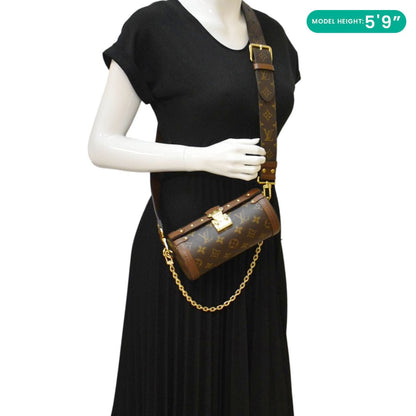 LOUIS VUITTON Papillon Trunk Monogram Canvas Satchel Bag Brown