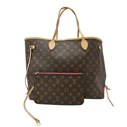 LOUIS VUITTON Neverfull GM Monogram Canvas Shoulder Bag Fuchsia