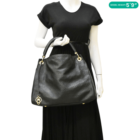 LOUIS VUITTON Artsy MM Monogram Empreinte Leather Shoulder Bag  Black