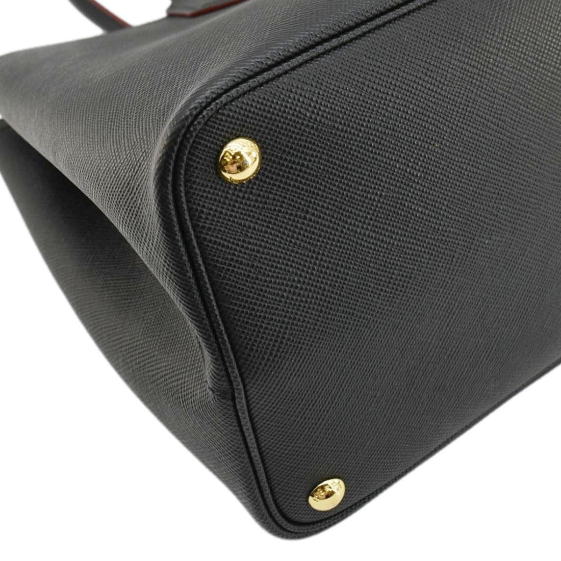 PRADA Double Handle Saffiano Leather Tote Bag Black