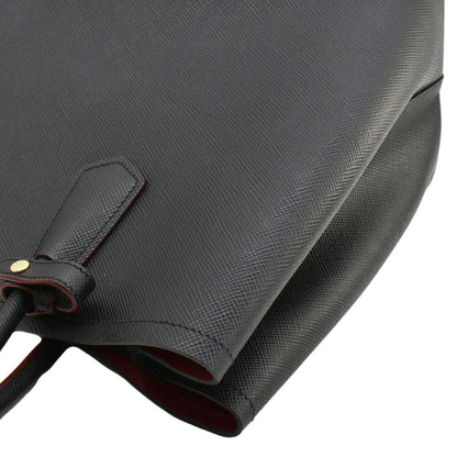 PRADA Double Handle Saffiano Leather Tote Bag Black