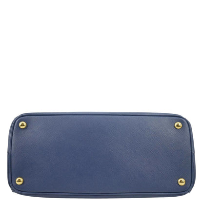 PRADA Galleria Double-Zip small Saffiano Leather Tote Bag Navy Blue