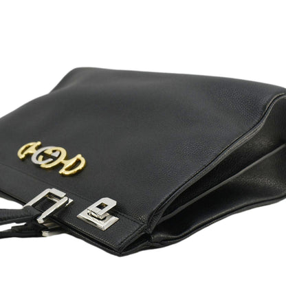GUCCI Zumi Medium Leather Top Handle Shoulder Bag Black 564714
